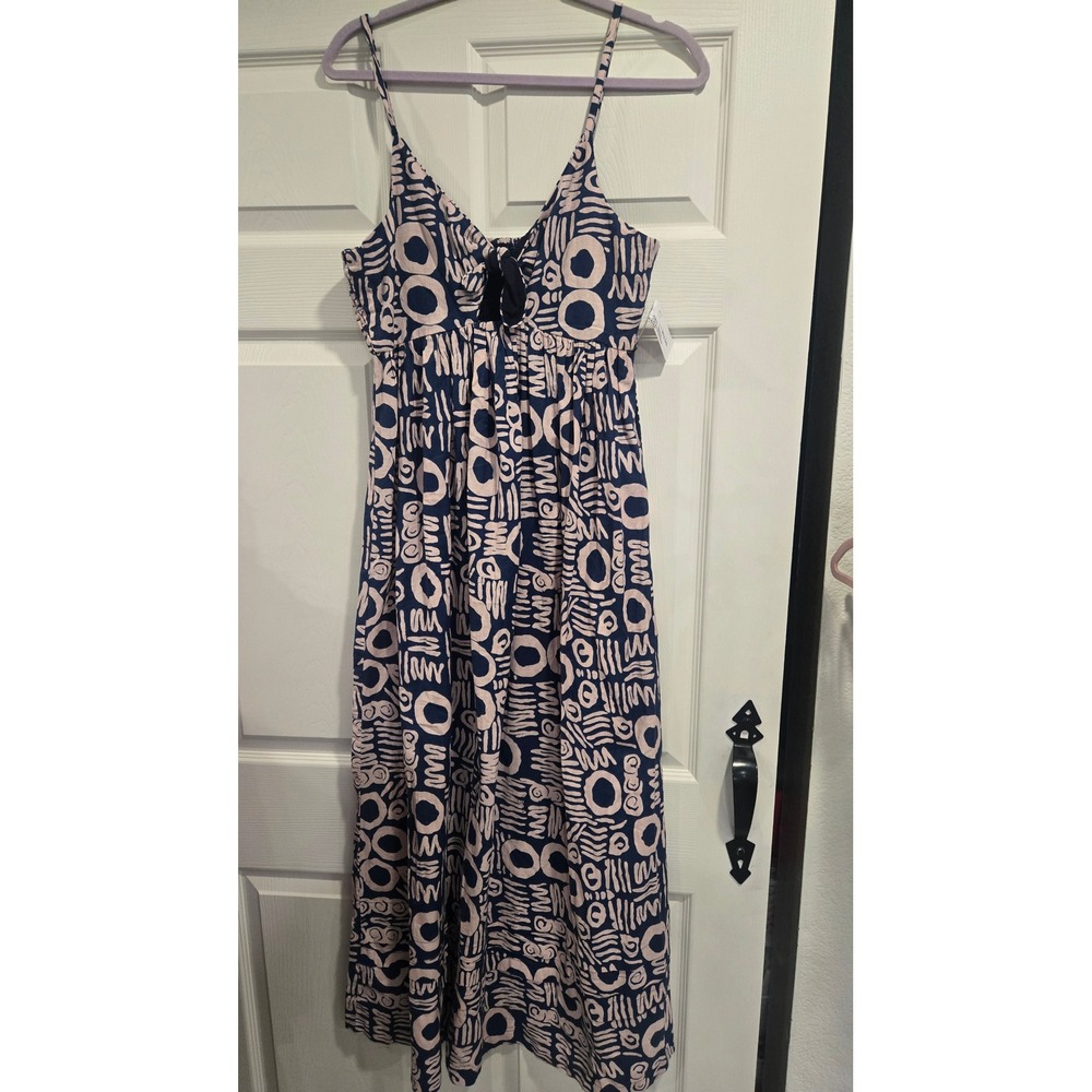 Cleobella Azure Abstract Print Maxi Dress Tie Front Smocked Back CM24SU202131